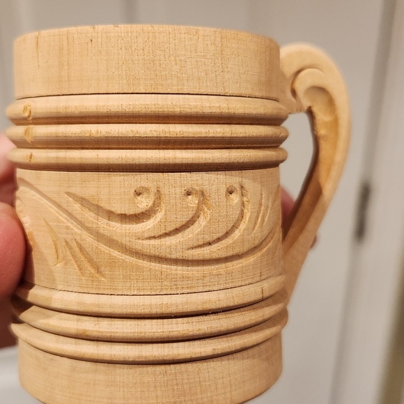 Handmade Wooden Carved Mug And Cup - Picture 5 of 6